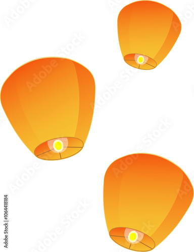 Chinese traditional sky lantern illustration