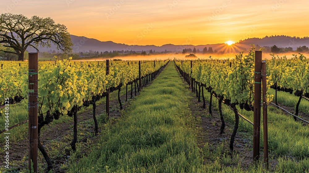 Naklejka premium Vineyard Sunrise