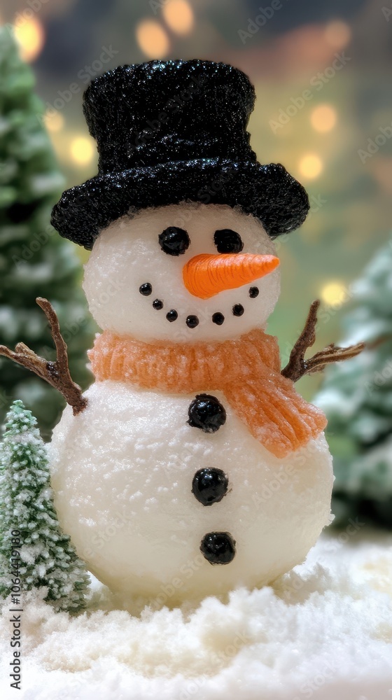 Obraz premium Charming Snowman with a Top Hat.