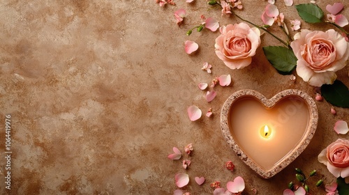 Romantic Candle and Flowers Arrangement Background