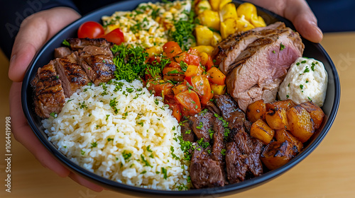 Comida suavely em uma mesa de madeira  photo