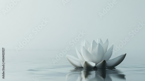 Serene White Lotus Flower on Calm Water Surface