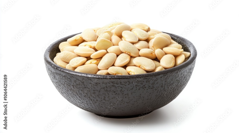 Raw White Beans in a Rustic Bowl Raw White Beans in a Rustic Bowl