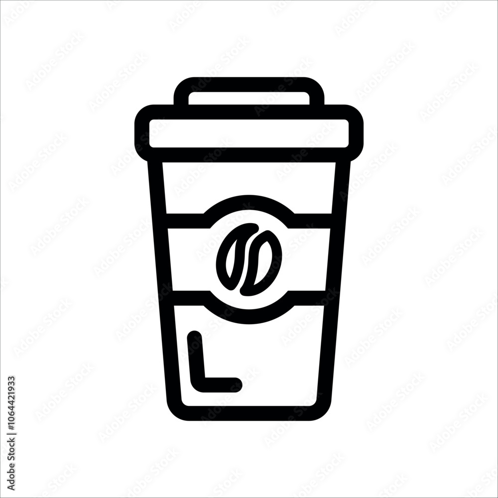 Paper coffee cup icon in outline style