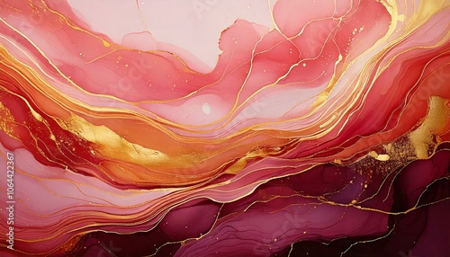 abstract watercolor background, with golden and pink colors