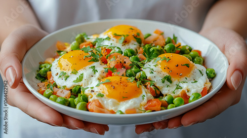 Wallpaper Mural Crop young woman holding plate of shakshuka Torontodigital.ca