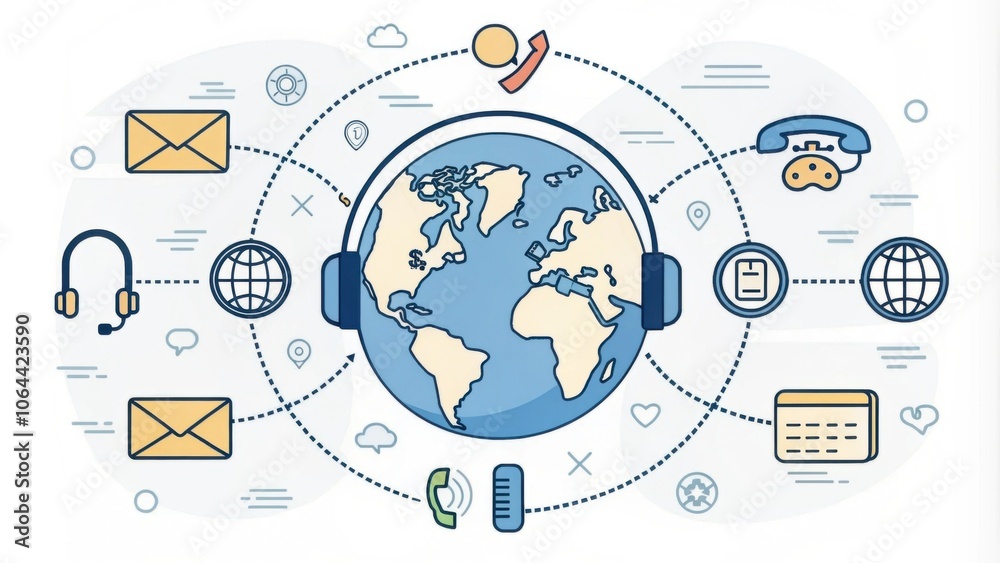 Global Communication Concept with Technology Graphics Global Communication Concept with Technology Graphics