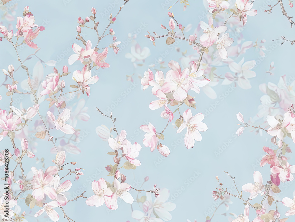 Romantic Blossom and Magnolia Floral Background Romantic Blossom and Magnolia Floral Background