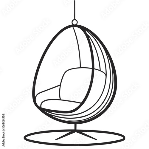 Swinging egg chair line art outline