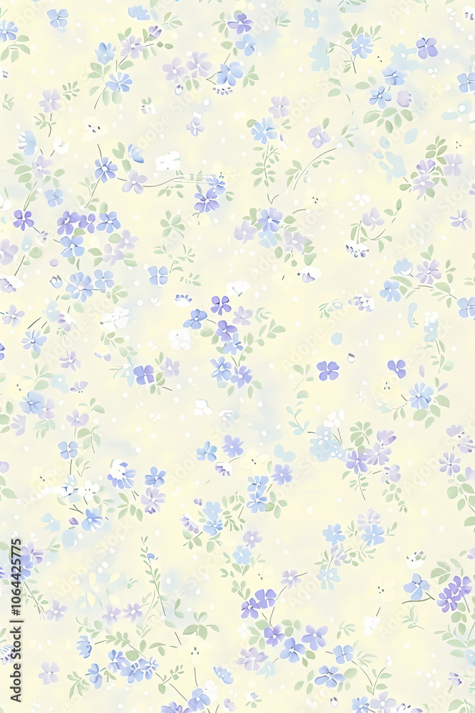 Soft Wildflower Pattern with Lavender and Blue