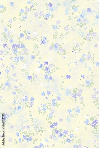 Obraz na płótnie Soft Wildflower Pattern with Lavender and Blue w salonie