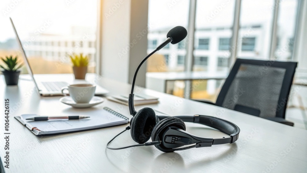 Minimalistic Headset in Modern Workspace Minimalistic Headset in Modern Workspace
