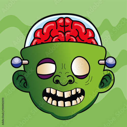 Wallpaper Mural Head Zombie Vector With Background Green Torontodigital.ca