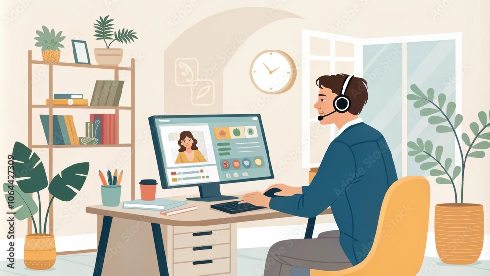 Home Office Setup for Virtual Calls with Agent