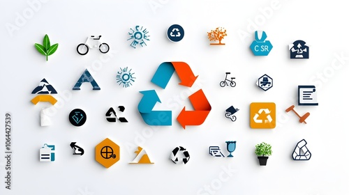 Depicting Corporate Social Responsibility Themes and Initiatives Including Recycling Ethical Business Practices and Community Support Programs