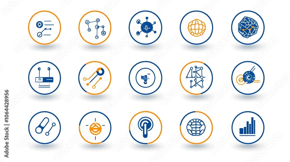 Intelligence Symbols and Icons Representing Data Mining Cognitive Computing and Machine Learning Technologies