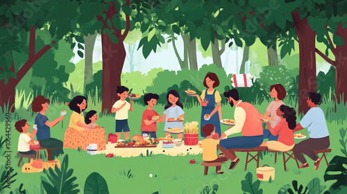 Family Picnic in the Park   Happy Gathering with Food  Friends  and Nature