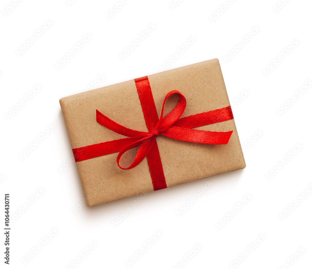 Gift box with a red ribbon isolated on white Gift box with a red ribbon isolated on white