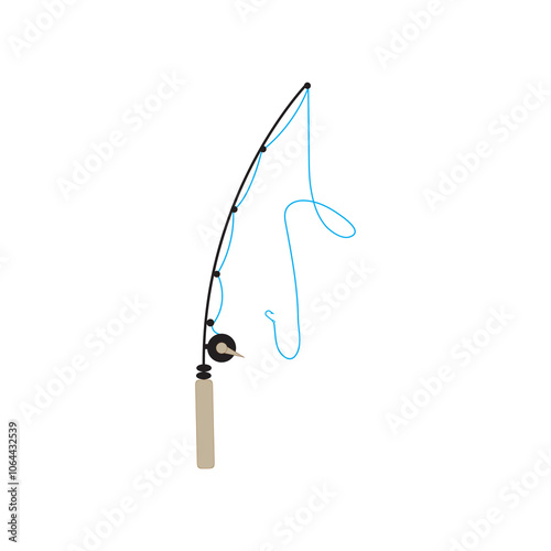 fishing rod icon illustration flat