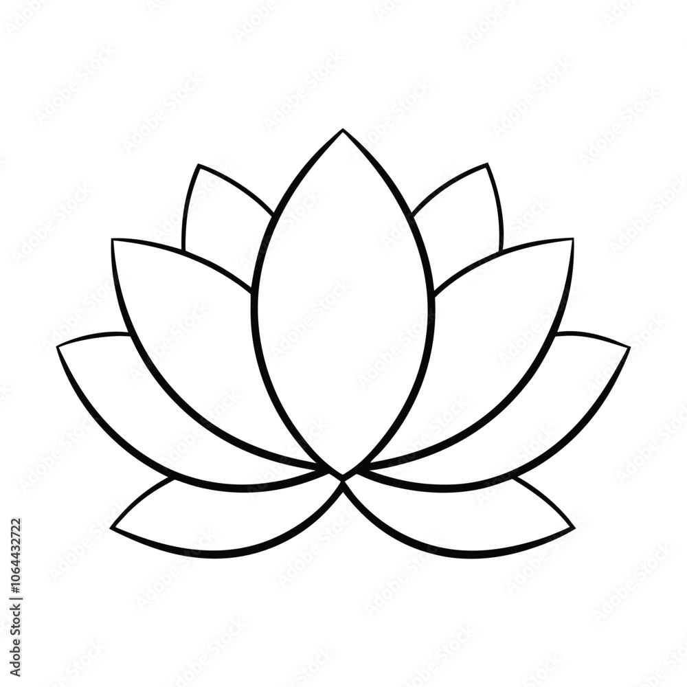 Minimalist Lotus Flower Line Art Vector Illustration - Elegant Floral Design Minimalist Lotus Flower Line Art Vector Illustration - Elegant Floral Design