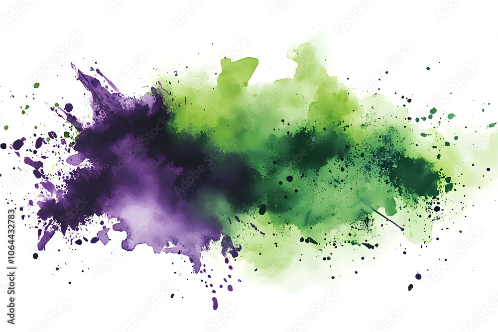 Vivid Green and Purple Watercolor Splash Background Vivid Green and Purple Watercolor Splash Background