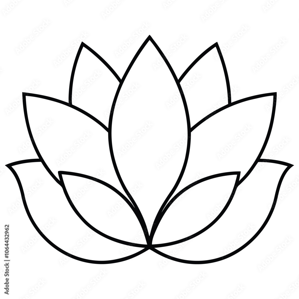 Minimalist Lotus Flower Line Art Vector Illustration - Elegant Floral Design Minimalist Lotus Flower Line Art Vector Illustration - Elegant Floral Design