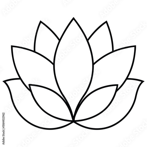 Minimalist Lotus Flower Line Art Vector Illustration - Elegant Floral Design