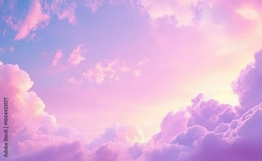 Soft pink and purple clouds in a dreamy sky. Soft pink and purple clouds in a dreamy sky.