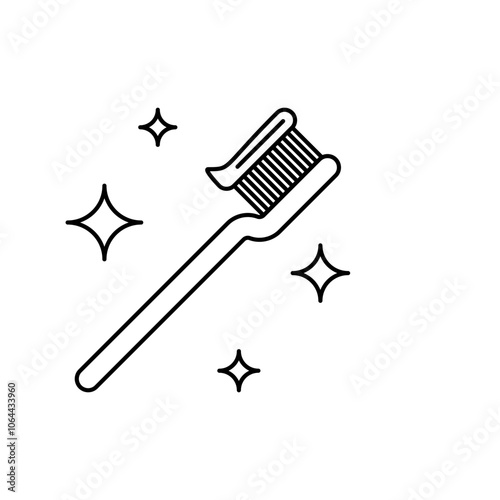 Outline icon of toothbrush and toothpaste, Morning routine icon