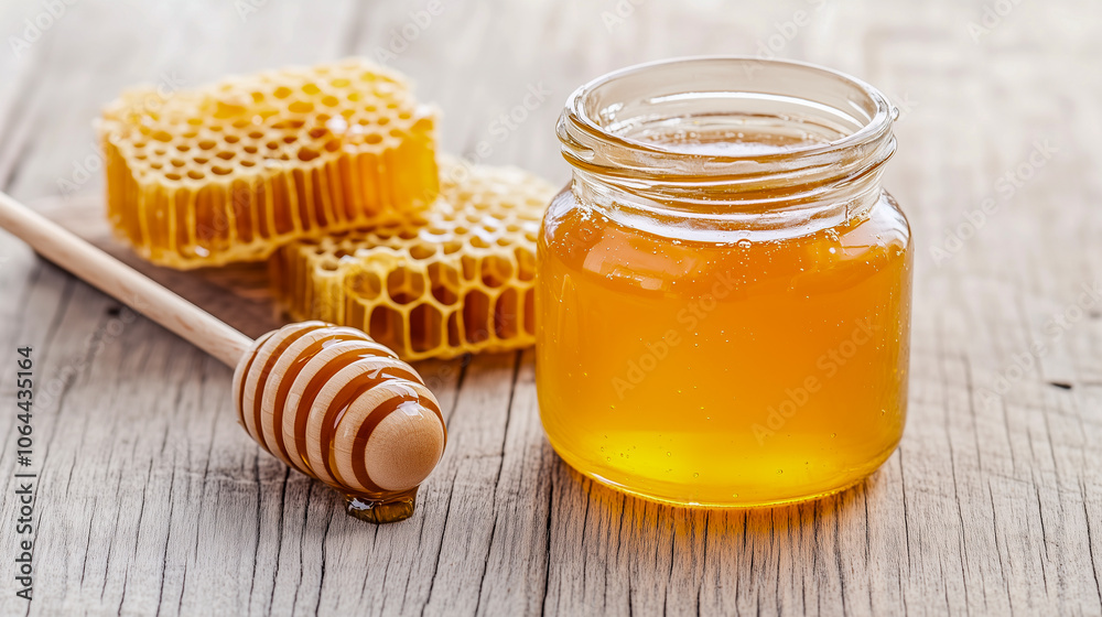 Fresh honey with honeycomb Fresh honey with honeycomb