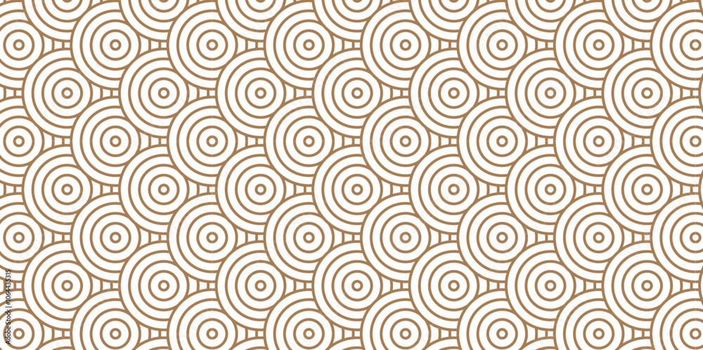 Fototapeta premium Abstract Overlapping Pattern. Seamless geometric ocean spiral pattern and abstract circle wave lines. brown seamless tile stripe geomatics create retro line backdrop pattern background.