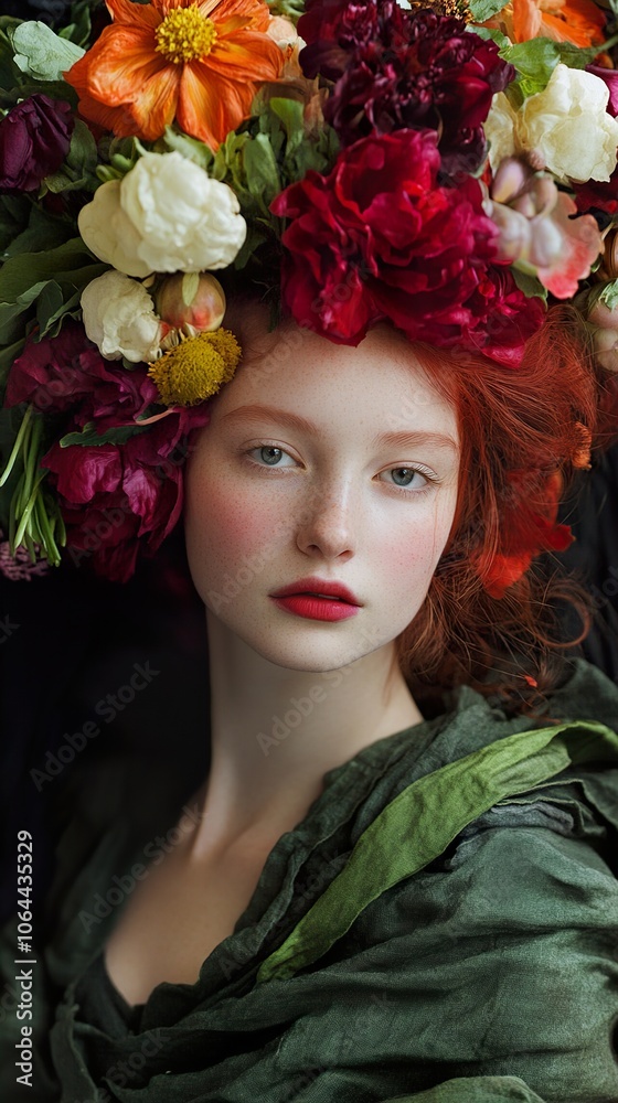 Redhead Woman in Floral Crown - Portrait Photography Redhead Woman in Floral Crown - Portrait Photography