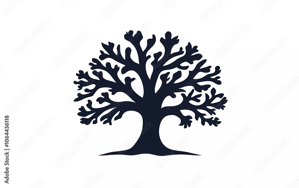 Oak tree silhouette isolated on white background. Tree logo. Vector icon. Oak tree silhouette isolated on white background. Tree logo. Vector icon.