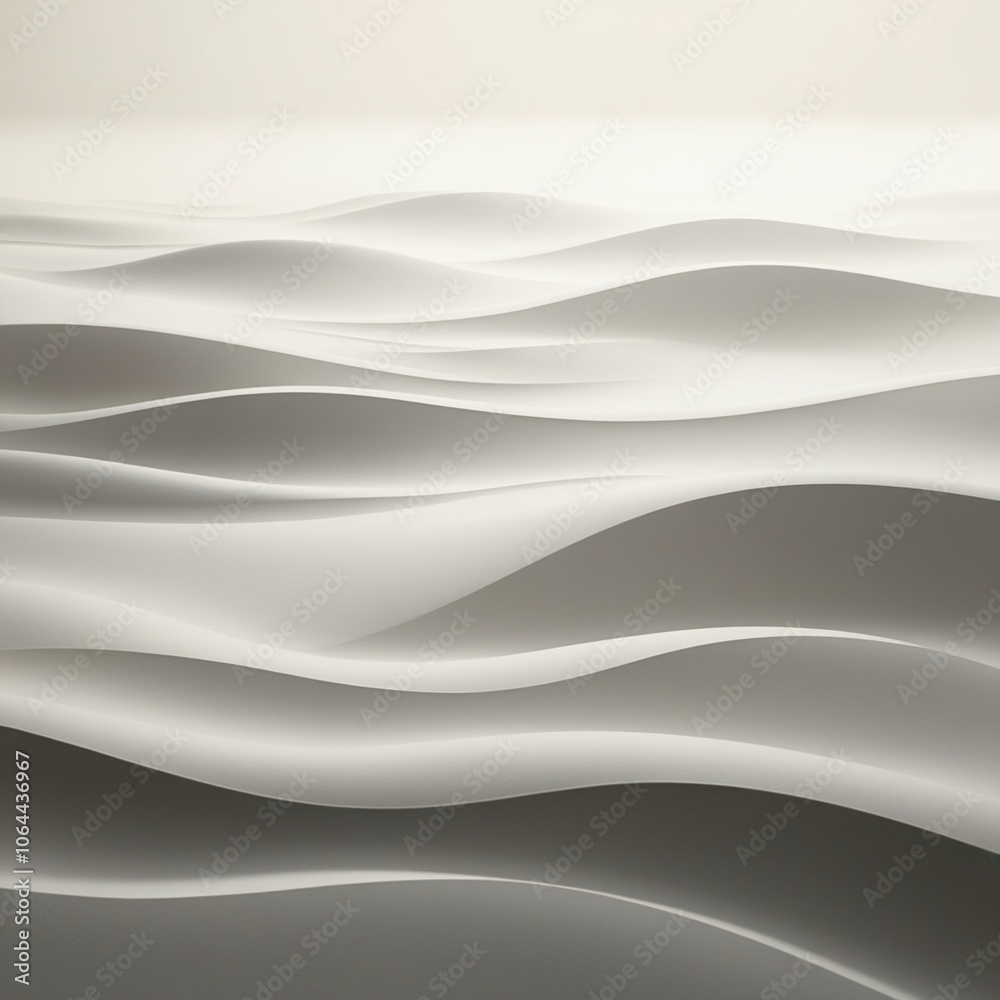 Fototapeta premium Monochrome wavy lines in shades of gray flowing across a light background for a soft, calming abstract look.