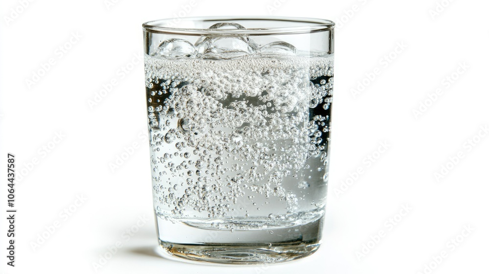 Sparkling Water in Clear Glass with Bubbles Sparkling Water in Clear Glass with Bubbles