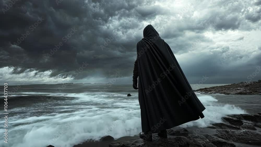 Mysterious Figure on a Stormy Coast Mysterious Figure on a Stormy Coast