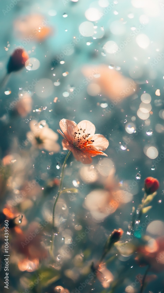 Pink Flower in Rain: A Delicate Bloom in Nature's Embrace Pink Flower in Rain: A Delicate Bloom in Nature's Embrace