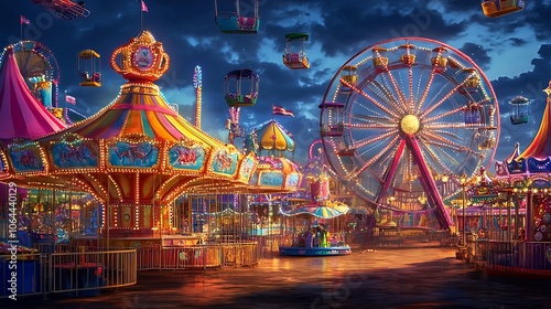 carnival with a ferris wheel 