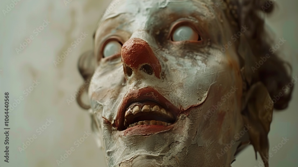 Fototapeta premium Creepy Clown Face: A Disturbing Portrait of Horror