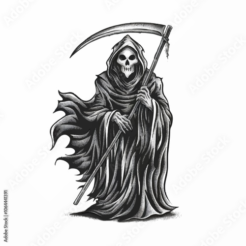 halloween gothic vector illustration death holds scythe