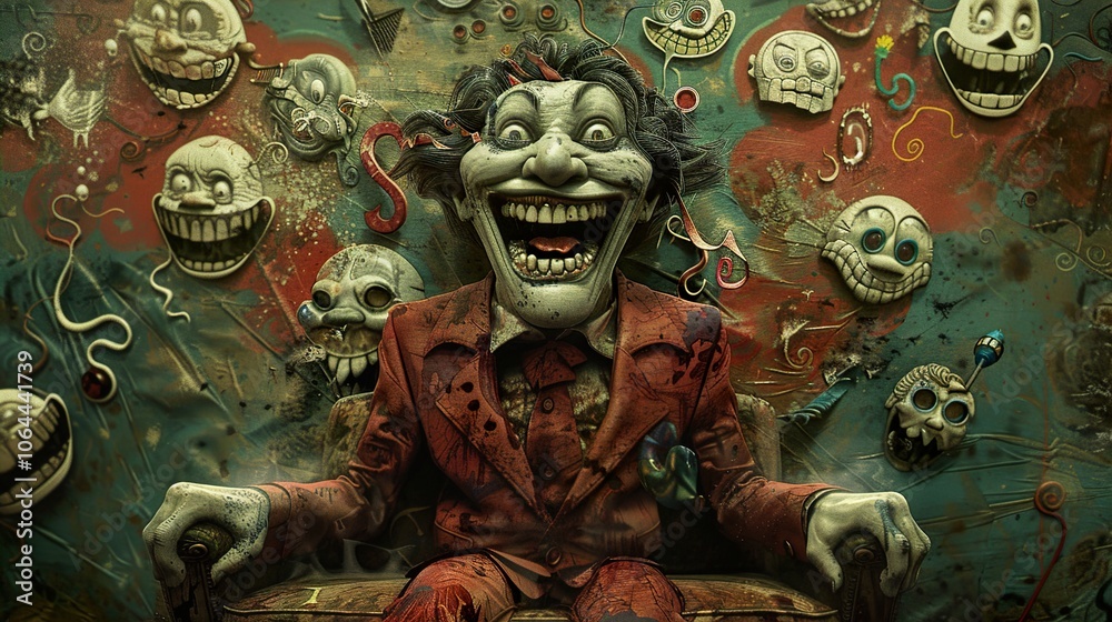 Fototapeta premium The Unsettling Smile: A Surreal and Disturbing Digital Artwork