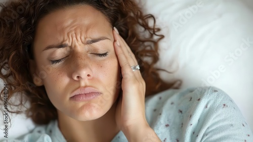 Mother experiencing night sweats, a result of postpartum hormonal changes   night sweats, postpartum hormones photo