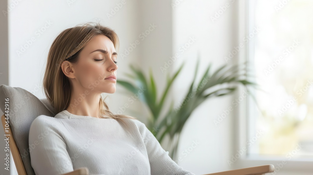 Mother sitting in a rocking chair with dark circles under her eyes, suffering from extreme sleep deprivation fatigue, new mother exhaustion Mother sitting in a rocking chair with dark circles under her eyes, suffering from extreme sleep deprivation fatigue, new mother exhaustion