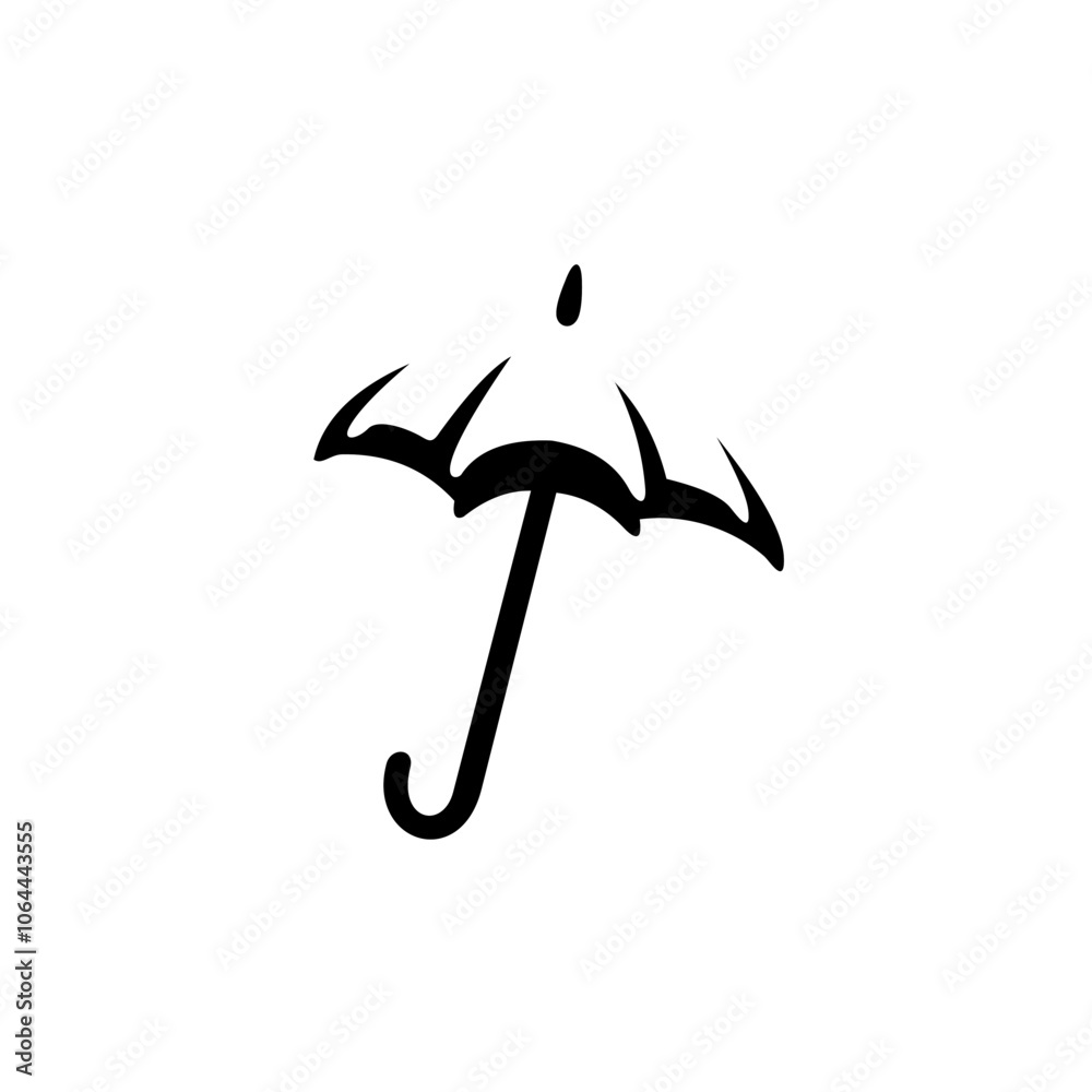 A simple, black and white umbrella icon. It symbolizes protection, shelter, and safety A simple, black and white umbrella icon. It symbolizes protection, shelter, and safety