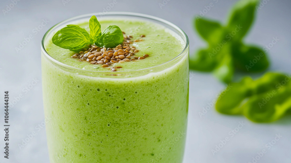 Green smoothie with heart of seeds Green smoothie with heart of seeds