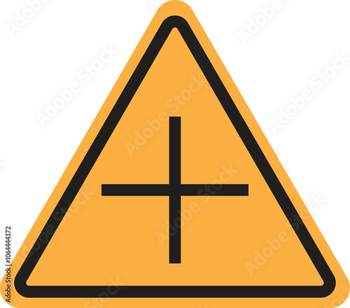 Warning Plus Positive Polarity Symbol Sign.