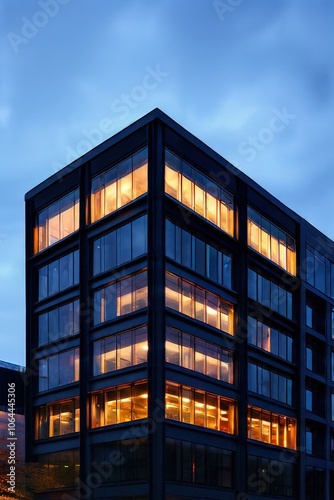the AI Image Generator, Modern Office Buildings at Dusk
