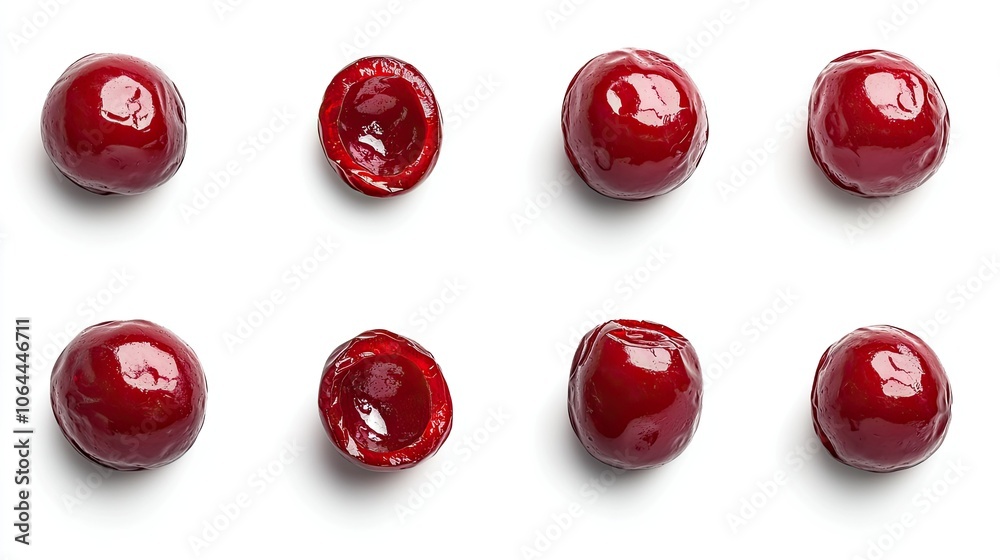 Red Cherry Arrangement on White Background Red Cherry Arrangement on White Background
