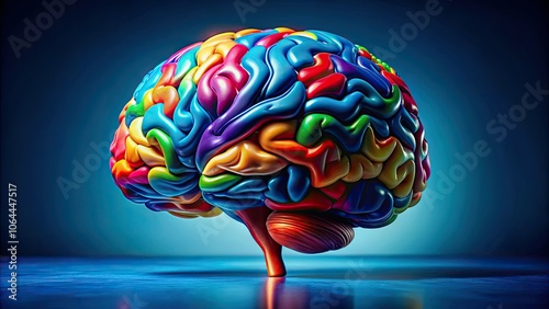 Brain Model Symbolizing Autism and Dementia Awareness on Minimalist Faded Blue Backdrop