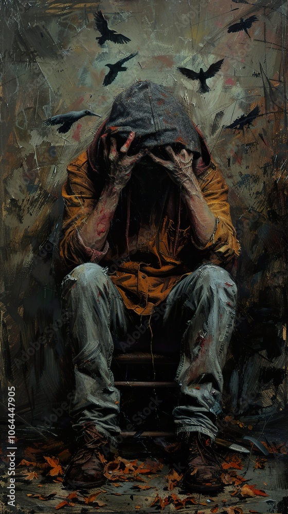 The Weight of Sorrow: A Figurative Painting Exploring Despair and Loneliness The Weight of Sorrow: A Figurative Painting Exploring Despair and Loneliness